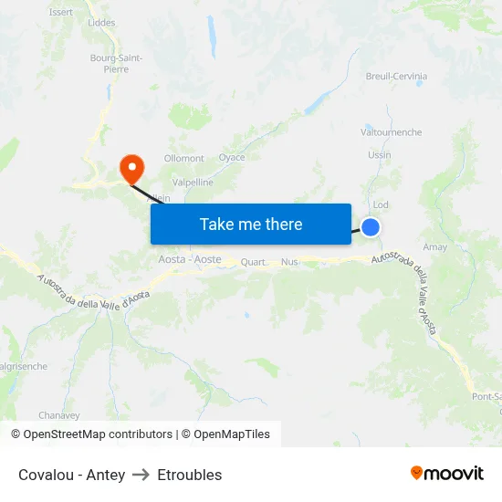 Covalou - Antey to Etroubles map