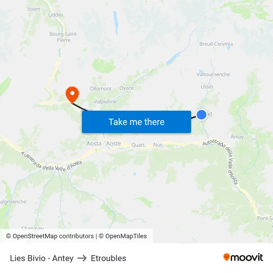 Lies Junction - Antey to Etroubles map