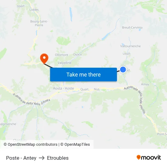 Post Office - Antey to Etroubles map