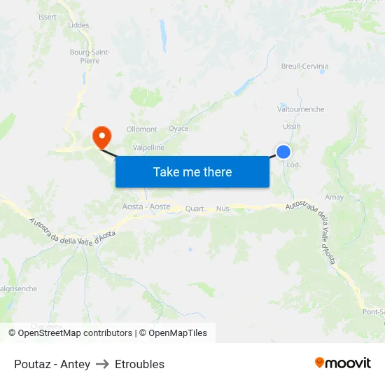 Poutaz - Antey to Etroubles map