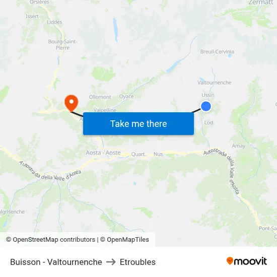 Buisson - Valtournenche to Etroubles map