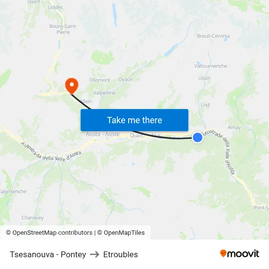 Tsesanouva - Pontey to Etroubles map