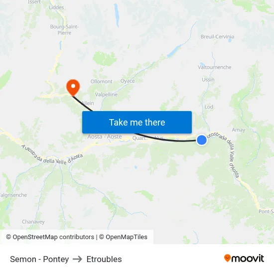 Semon - Pontey to Etroubles map