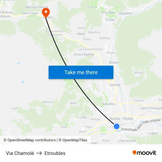 Chamolé Street to Etroubles map