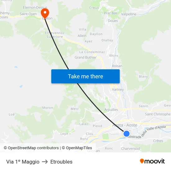 1st May Street to Etroubles map