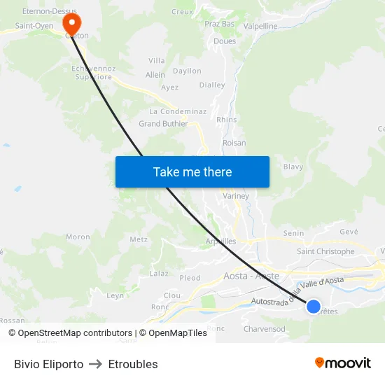 Heliport Junction to Etroubles map