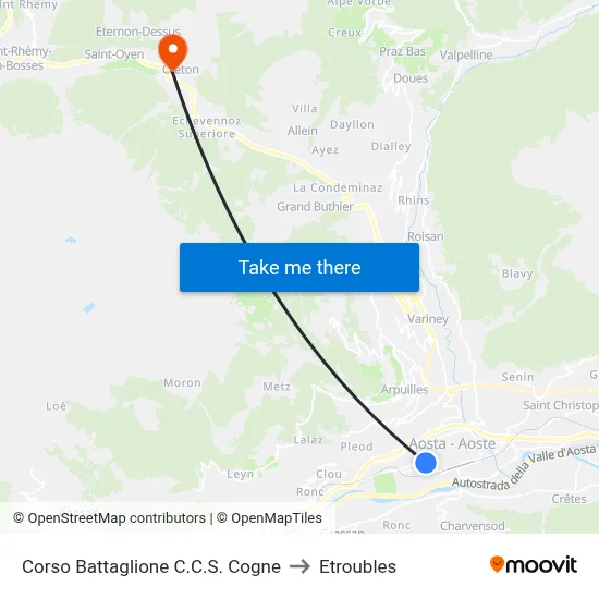 Battaglione C.C.S. Cogne Avenue to Etroubles map