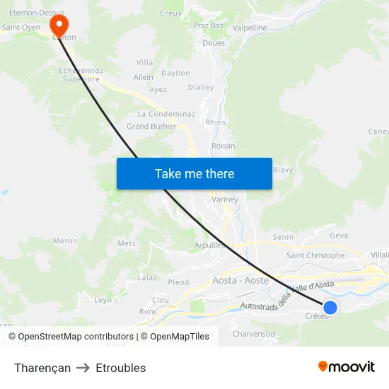 Tharençan to Etroubles map