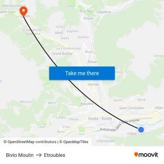 Moulin Junction to Etroubles map