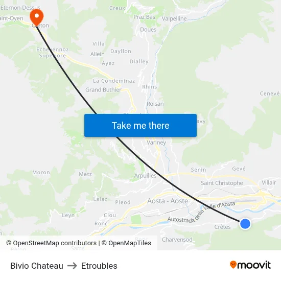 Bivio Chateau to Etroubles map