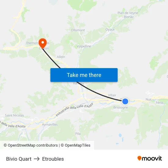 Quart Junction to Etroubles map