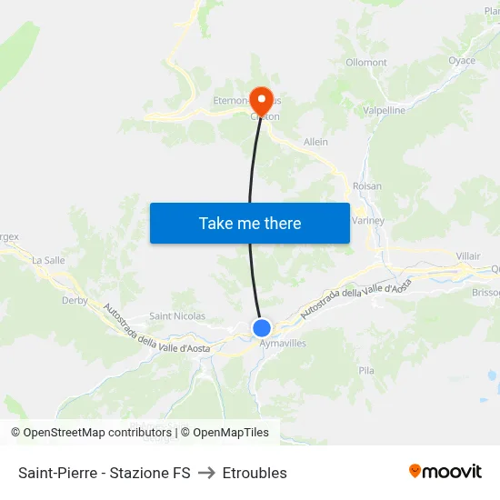 Saint-Pierre - FS Station to Etroubles map