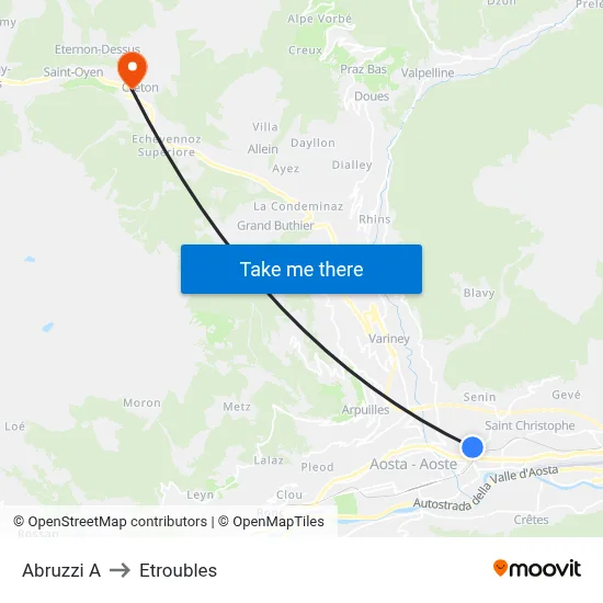 Abruzzi A to Etroubles map