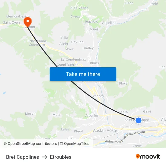 Bret Terminal to Etroubles map