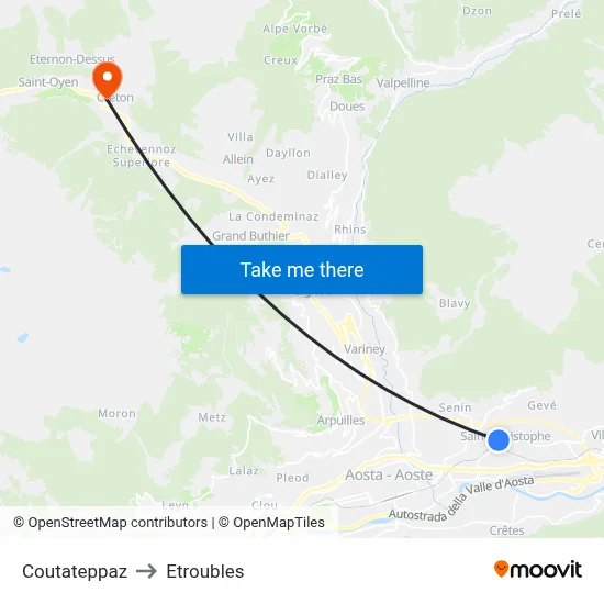 Coutateppaz to Etroubles map
