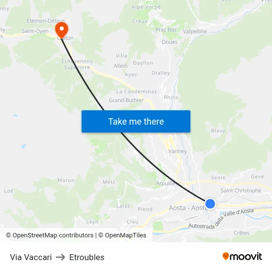 Vaccari Street to Etroubles map