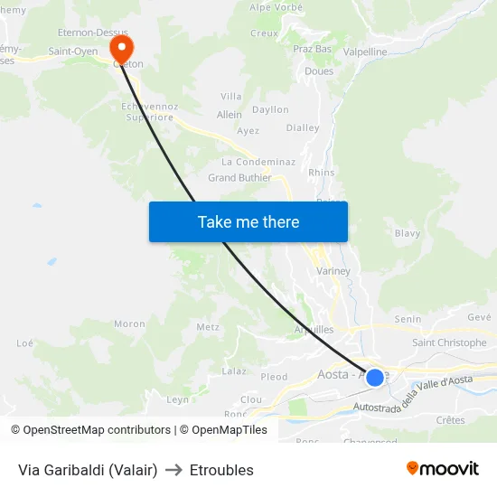 Garibaldi Street (Valair) to Etroubles map