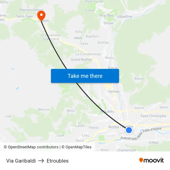 Garibaldi Street to Etroubles map
