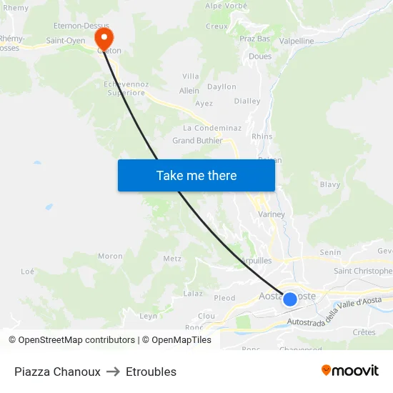 Chanoux Square to Etroubles map