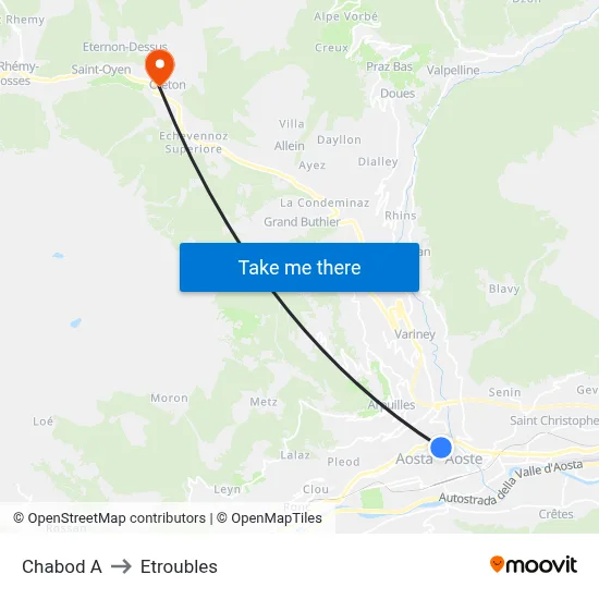 Chabod A to Etroubles map