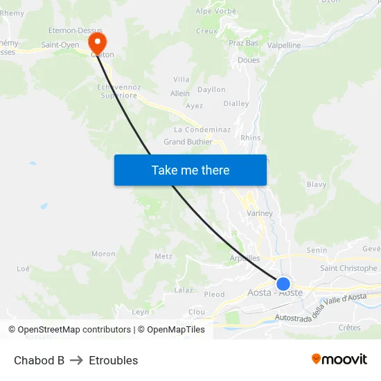 Chabod B to Etroubles map