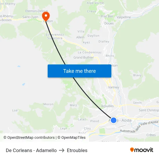 De Corleans - Adamello to Etroubles map