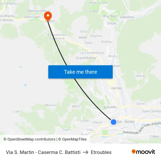St. Martin Street - C. Battisti Barracks to Etroubles map