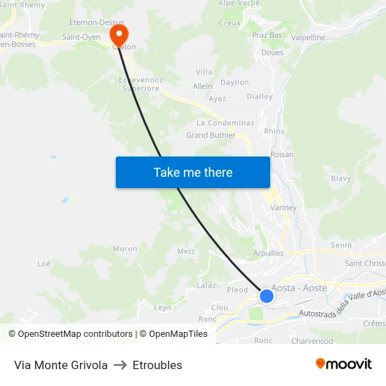 Monte Grivola Street to Etroubles map