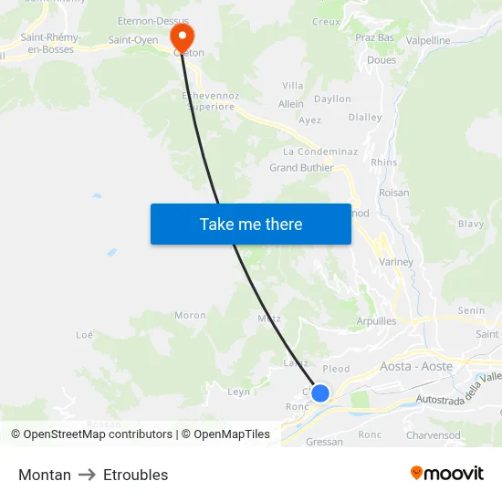Montan to Etroubles map
