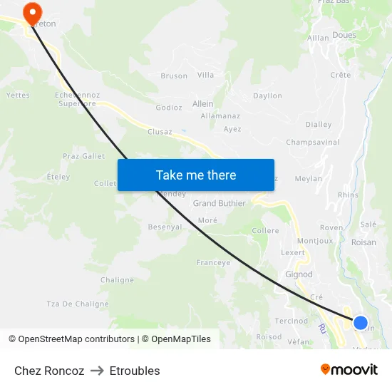Chez Roncoz to Etroubles map