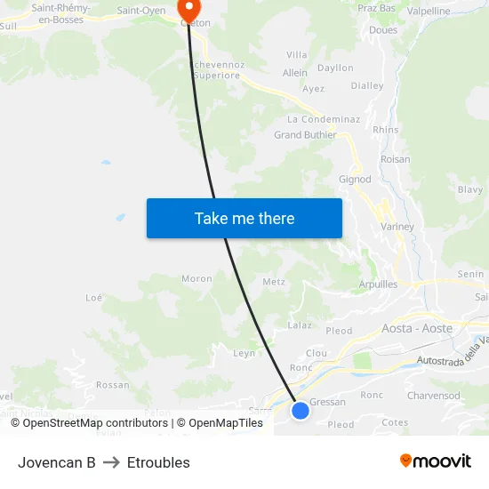 Jovencan B to Etroubles map