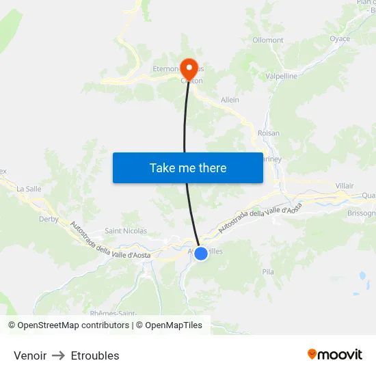 Venoir to Etroubles map