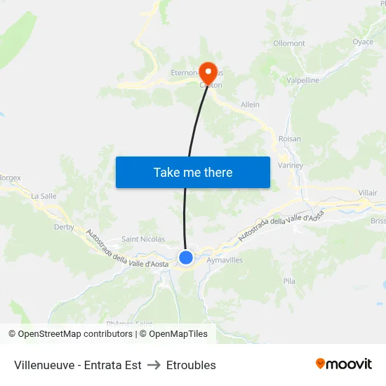 Villenueuve - East Entrance to Etroubles map