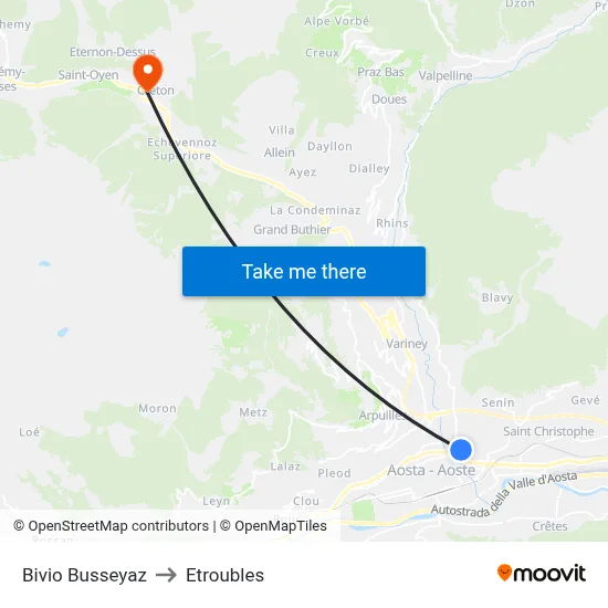 Busseyaz Junction to Etroubles map