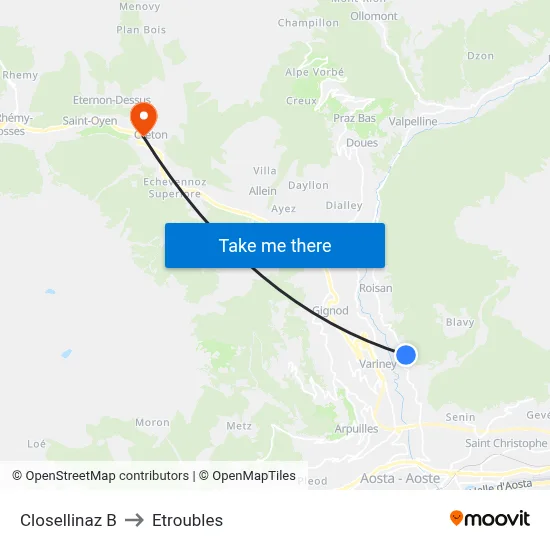 Closellinaz B to Etroubles map