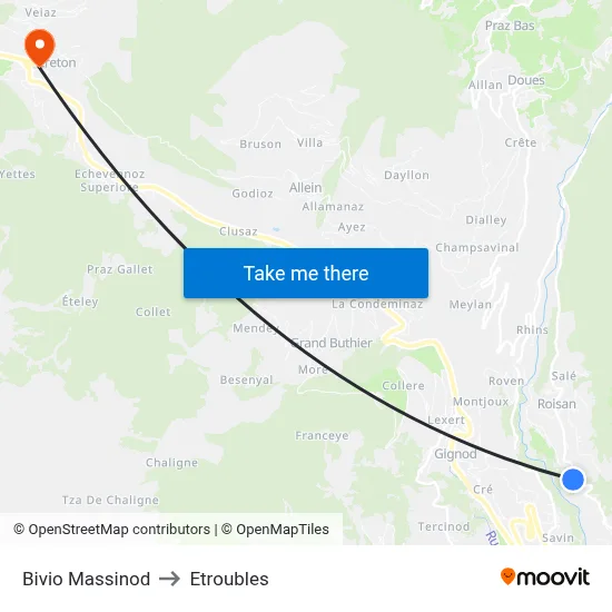 Massinod Junction to Etroubles map