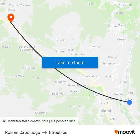 Roisan Center to Etroubles map