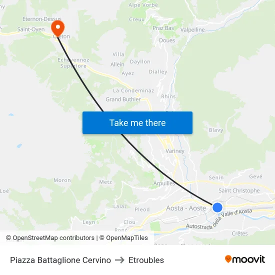 Cervino Battalion Square to Etroubles map