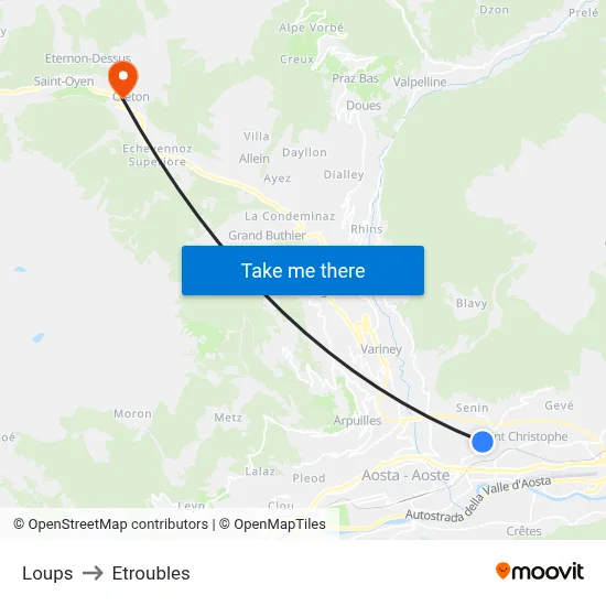 Wolves to Etroubles map