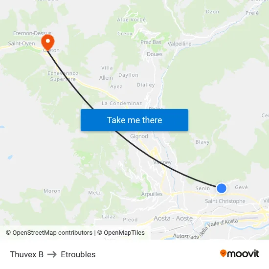 Thuvex B to Etroubles map