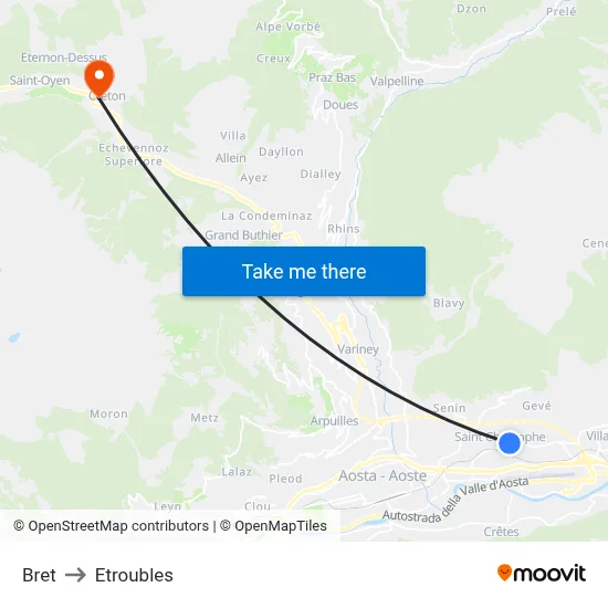 Bret to Etroubles map