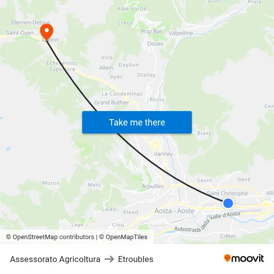 Agriculture Department to Etroubles map