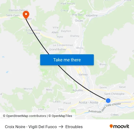 Croix Noire - Fire Station to Etroubles map