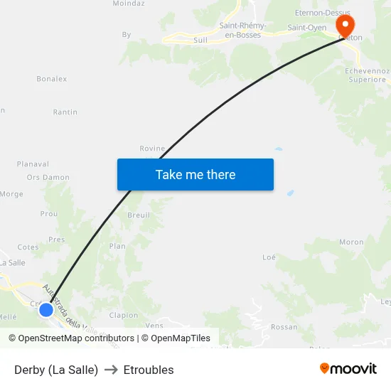 Derby (La Salle) to Etroubles map
