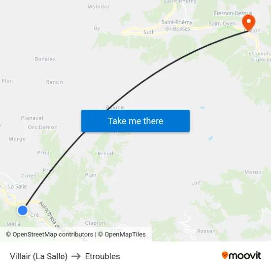 Villair (La Salle) to Etroubles map