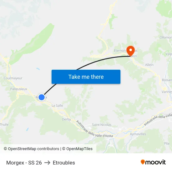 Morgex - Highway 26 to Etroubles map