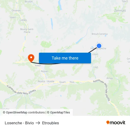 Losenche - Junction to Etroubles map