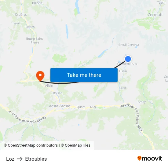 Loz to Etroubles map
