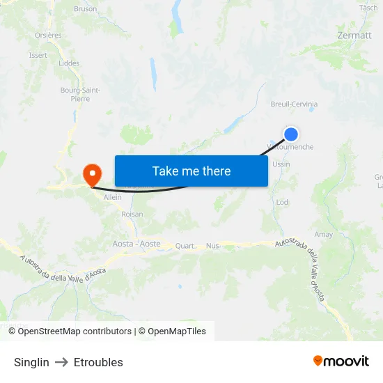 Singlin to Etroubles map