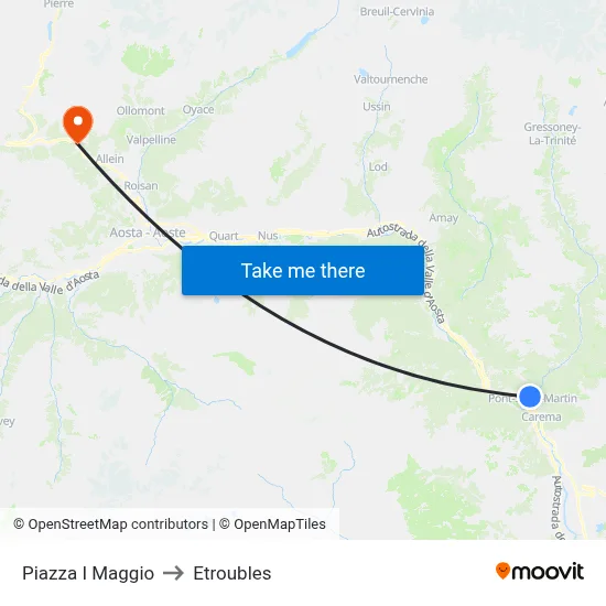 May 1st Square to Etroubles map